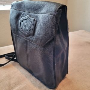 Harley Davidson Black LEATHER Backpack-style Purse